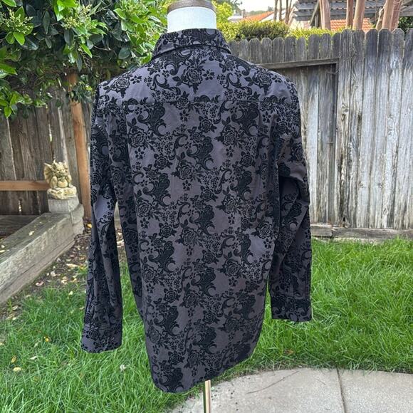 NWT Beverly Hills Polo Club Men’s Black Jacquard Button Front Shirt L New - Picture 5 of 11